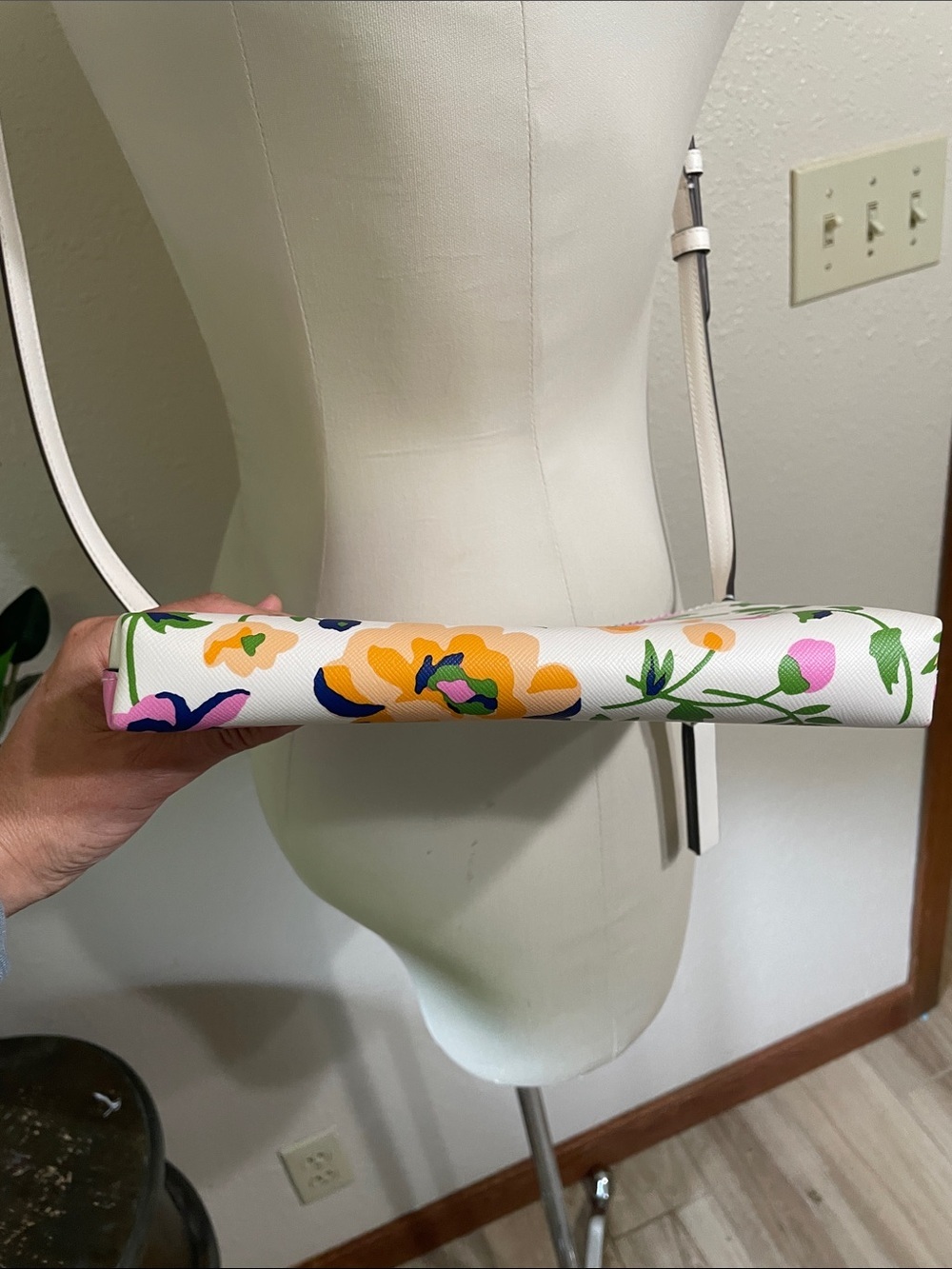 kate spade Sadie White Floral Crossbody with Pink, Purple and Green Accents - Picture 5 of 10
